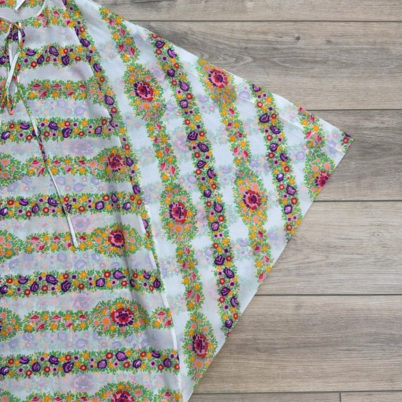 Vintage 70s Kaftan Lord & Taylor Maxi Dress Coverup Mumu Hippie Flower Child - Picture 5 of 16
